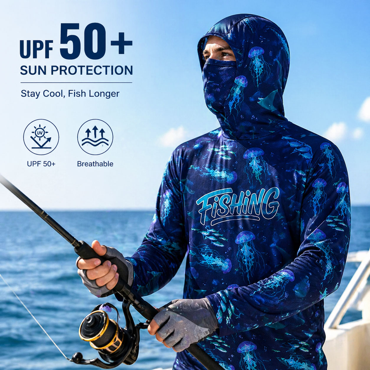 Fishing Hood Riding Tops Wear  - Running Gear Usa 评论和价格